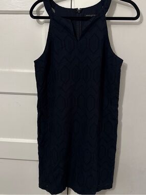 Banana Republic Dark Navy Textured Sleeveless Mini Dress